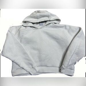 OUTDOOR VOICES Hoodie Sweatshirt Cropped Boxy Cut White Size XL